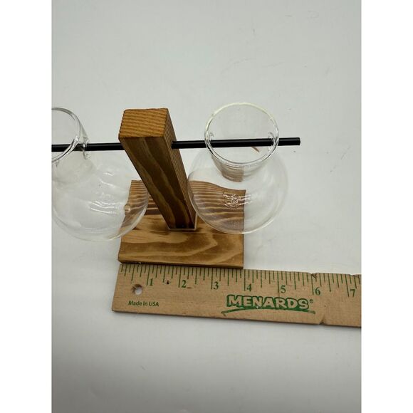 Decorative Glass Plant Jars Wooden Base for Hydroponic and Plant Propagation - Picture 3 of 6